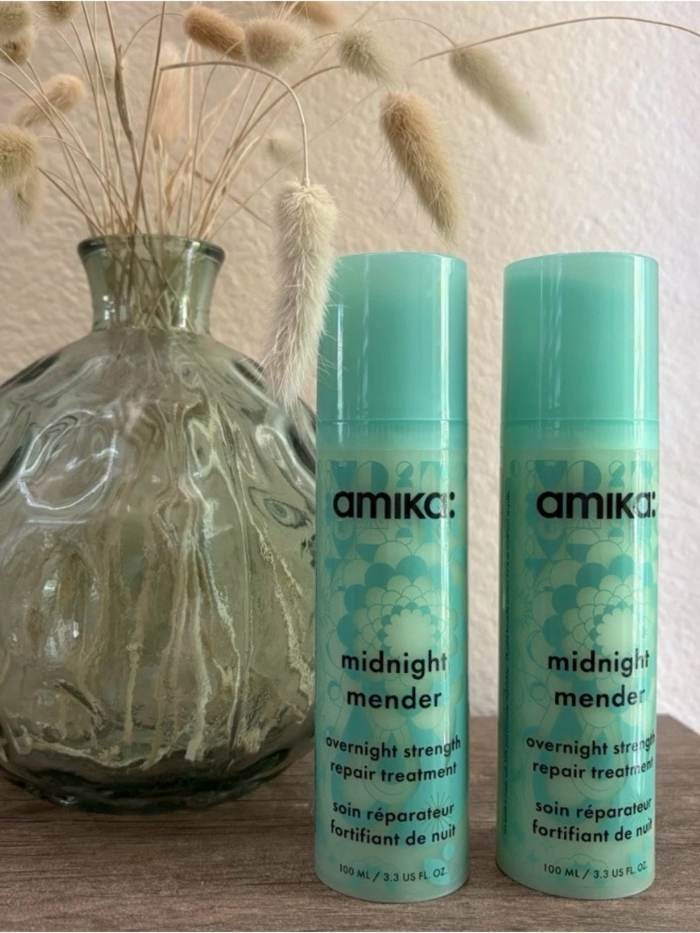 2 AMIKA MIDNIGHT MENDER OVERNIGHT STRENGTH REPAIR HAIR TREATMENT MASK FULL SIZE